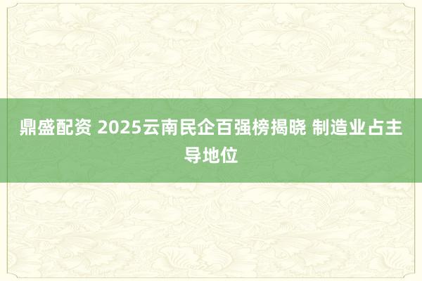 鼎盛配资 2025云南民企百强榜揭晓 制造业占主导地位