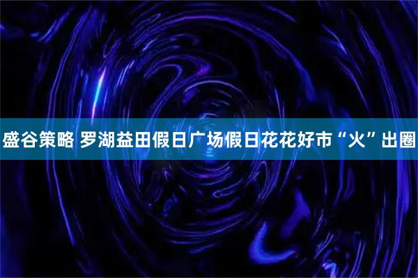 盛谷策略 罗湖益田假日广场假日花花好市“火”出圈