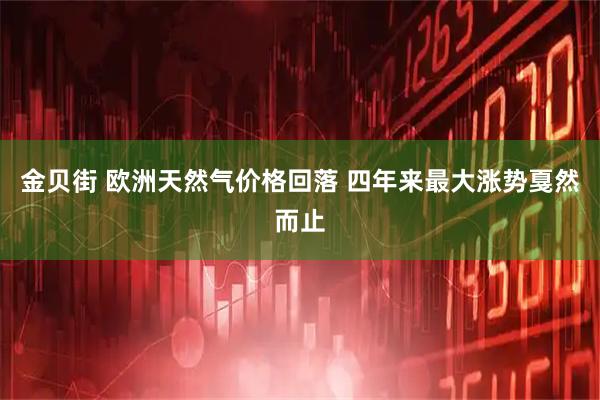金贝街 欧洲天然气价格回落 四年来最大涨势戛然而止